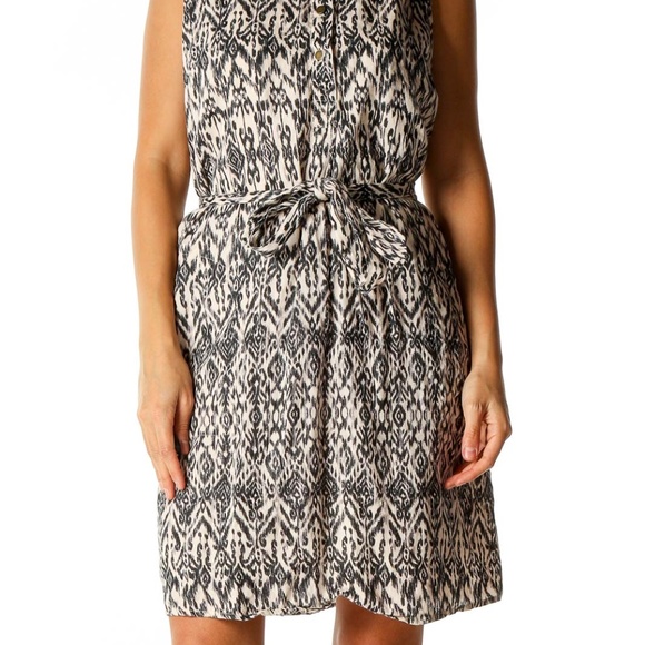Cynthia Rowley Beige Printed Bohemian Sheath Dress Size 6 with Pockets - Picture 6 of 6